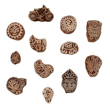 Set of 12 Piece New Mix Wooden Printing Blocks